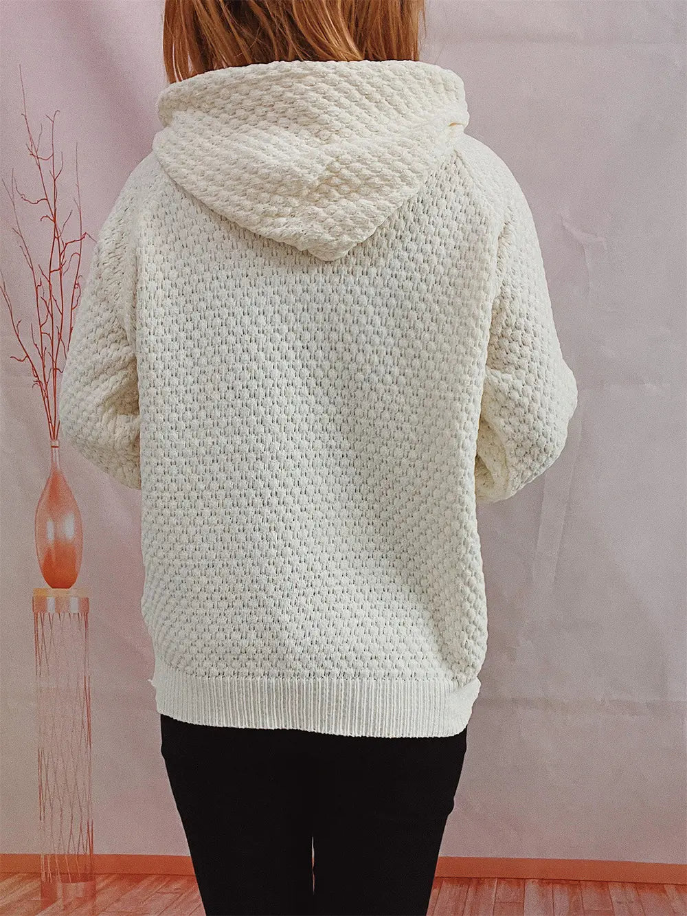 Drawstring Long SleeveHooded Sweater
