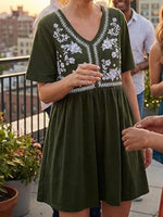 Floral Short Sleeve Flowy Mini Dress