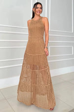 Hollowed-Out Sleeveless Maxi Dress