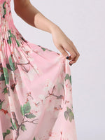 Floral Print Pleated Maxi Dress
