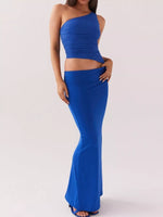 Full Size One-Shoulder Top and Maxi Skirt Set Plus Size