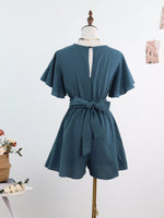 Tie Waist Flutter Sleeve Romper