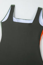 Color Block Padded Square Neck One Piece Swimsuit