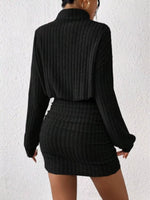Ribbed Knit Turtleneck Bodycon Mini Dress