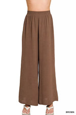 Zenana Woven Airflow Elastic Waistband Pants