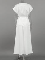 One Button Short Sleeve Top and Skirt Set