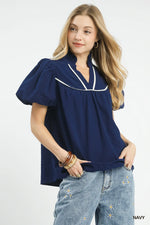 Umgee Textured Puff Sleeve Blouse