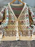 Floral Pattern Button-Up Cardigan