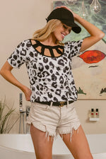 BiBi Leopard Print Front Top With Straps Detailed Front