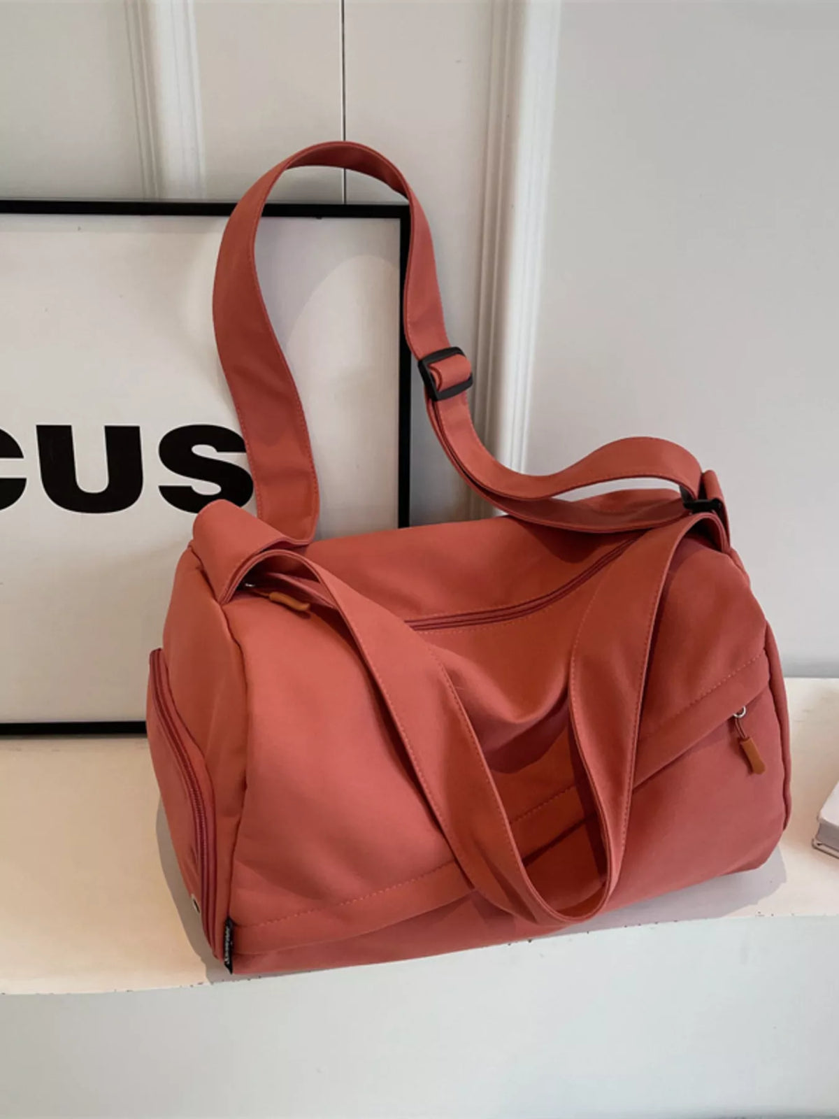 Adjustable Strap Solid Color Travel Bag