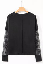 Round Neck Lace Sleeve Relaxed Fit Top