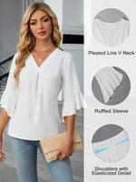 V-Neck Ruffle Sleeve Blouse