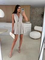 Double-Breasted V-Neck Mini Dress