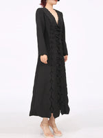 Long Sleeve Bow Front Midi Dress