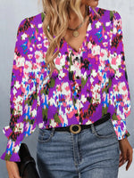 Printed Button Up Long Sleeve Shirt