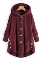 Full Size Fleece Button-Down Hooded Outerwear Plus Size