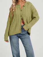 Cable-Knit Button-Down Cardigan
