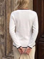 Contrast Trim Button Decor Knit Top