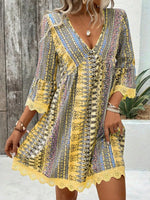 Printed V-Neck A-Line Dress
