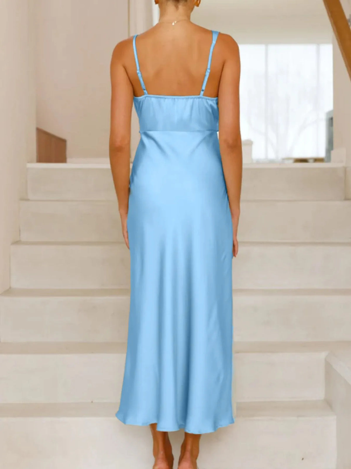 Satin Asymmetrical Midi Dress