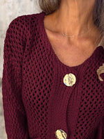 Crochet Button Up Long Sleeve Cardigan