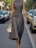 Round Neck Sleeveless Midi Dress