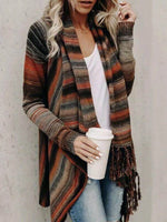 Fringe Long Sleeve Wrap Cardigan