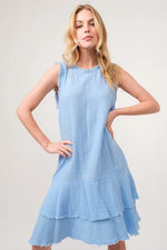 And The Why Washed Fringe Detail Tiered Dress