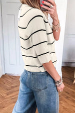 Striped Ribbed Knit Sweater