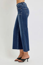 RISEN Full Size High Rise Crop Wide Button Up Jeans Plus Size