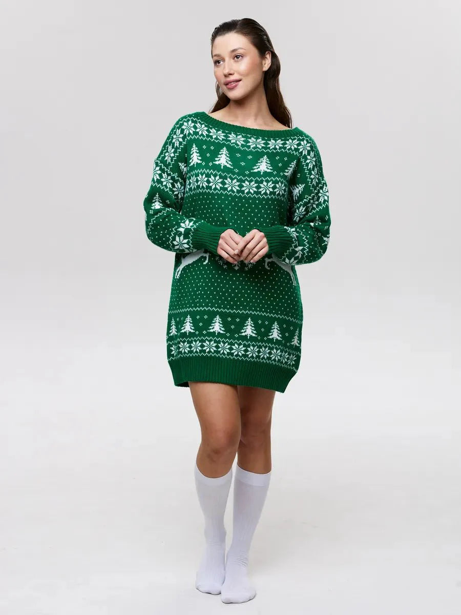 Anita Knit Dress - Christmas Knit Long Sleeve Dress for Stylish Holiday Cheer