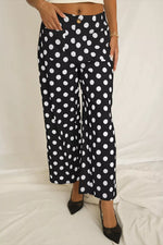 Polka Dot Print Patched Pocket Mid-rise Straight Leg Pants
