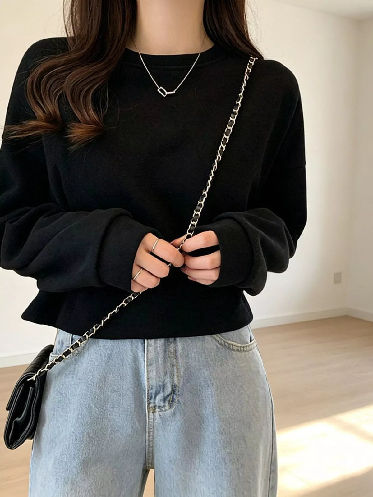 Crew NeckDrop Shoulder Sweatshirt
