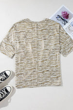 Leopard Print Half Sleeve V Neck Loose Fit T Shirt