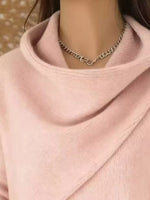 Full Size Solid Color Cowl Neck Sweater Plus Size