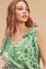 Aemi + Co Smocked Hem Printed Surplice Tank