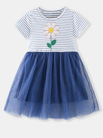 Children's Striped Flower Tulle Dress