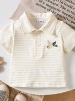Children's Striped Embroidered Duck Polo