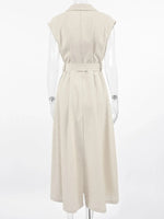 Tie Waist Cap Sleeve Maxi Dress