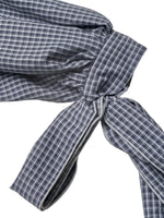 Gingham Button Up Shirt with Tie-Sleeve Detail