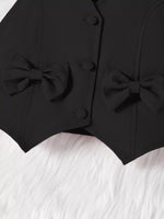 Children's Bowknot Vest & Pleated Skirt Set