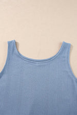 Color Ribbed Ruffle Tank Top and Pants Set