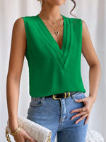 V-Neck Pleated Sleeveless Cami Tank Top
