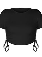Round Neck Short Sleeve Drawstring Tee