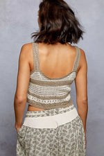 POL Floral Embroidered Cropped Crochet Cami with Scalloped Hem