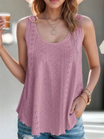 Eyelet Scoop Neck Tank