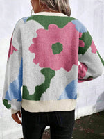 Floral Pattern Round Neck Sweater