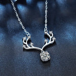 1 Carat Moissanite 925 Sterling Silver Deer Antler Pendant Necklace