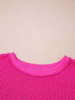 Twisted Rib Uneven Hem Drop Shoulder Loose Sweatshirt