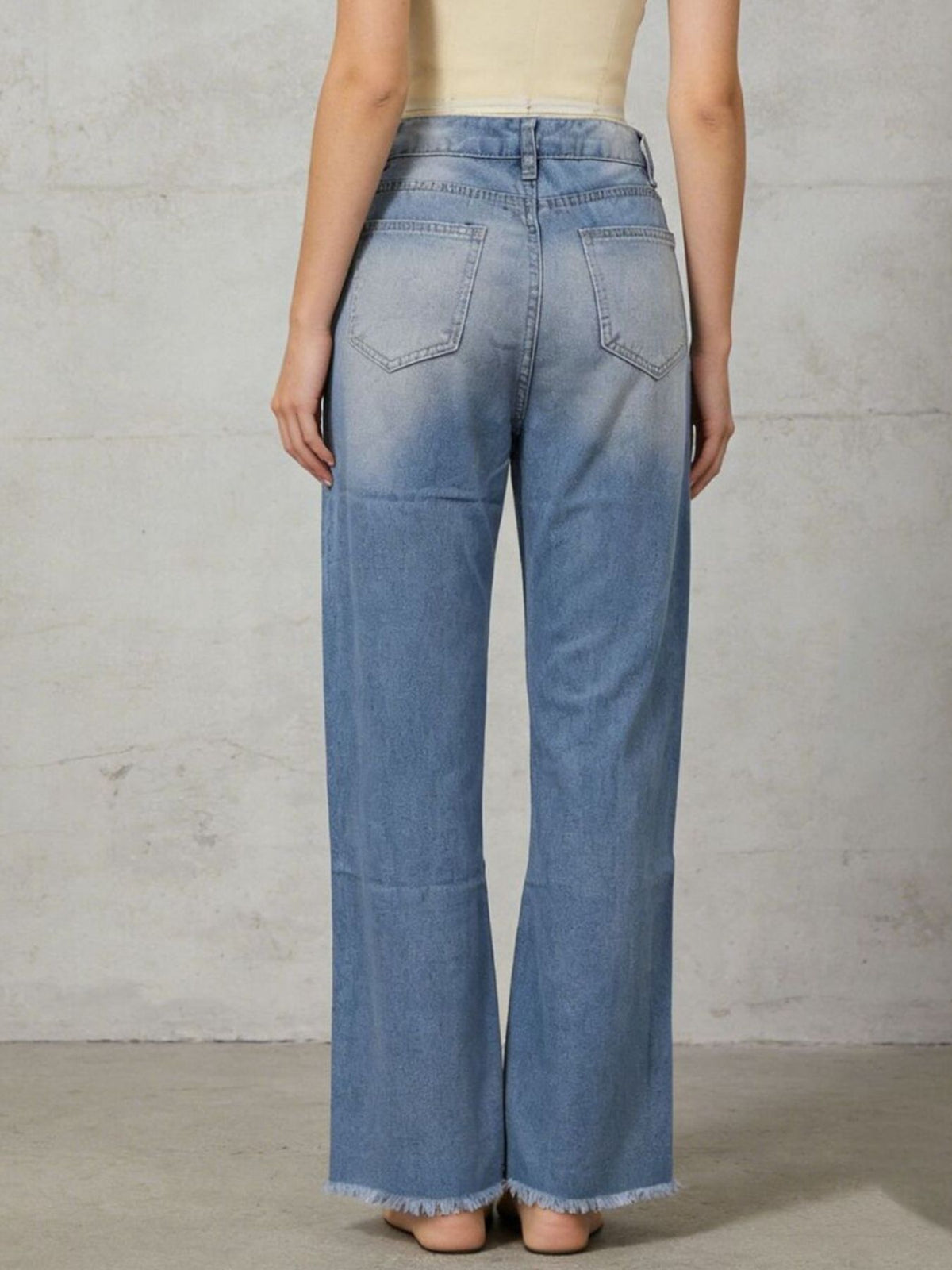 Distressed Raw Hem Bootcut Jeans